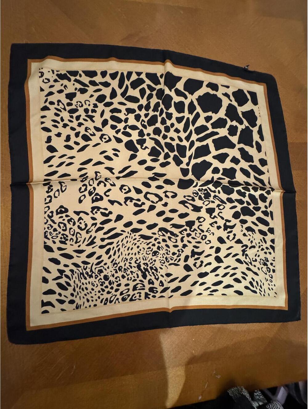 Animal Print Square Scarf with Black and Brown Border #116